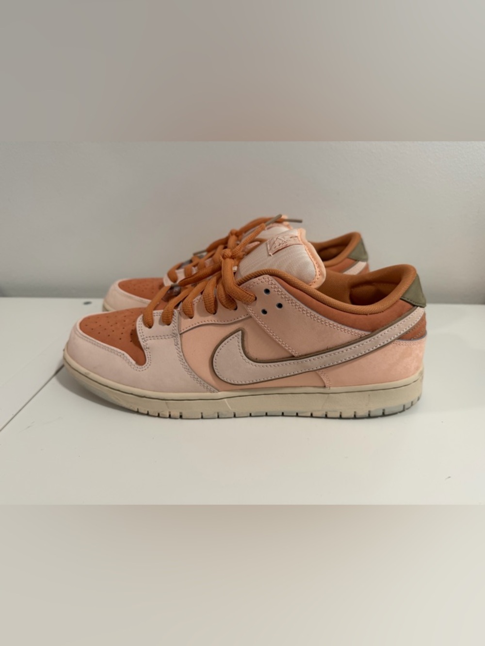 Nike Dunk Low Peach and Rust Accent Sneakers
